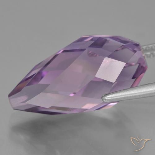 Amatista Violeta medio natural de 12.34 ct, Corte Briolette, VVS-VS