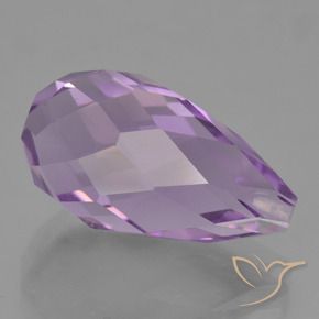 Amatista Violeta rosáceo medio natural de 8.81 ct, Corte Briolette, VS