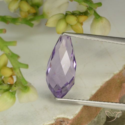 3.52ct Natural Violeta iris rosáceo Amatista, Corte Briolette, VS