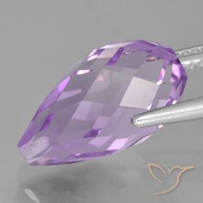 Amatista Violeta rosado natural de 6.31 ct, Corte Briolette, VS