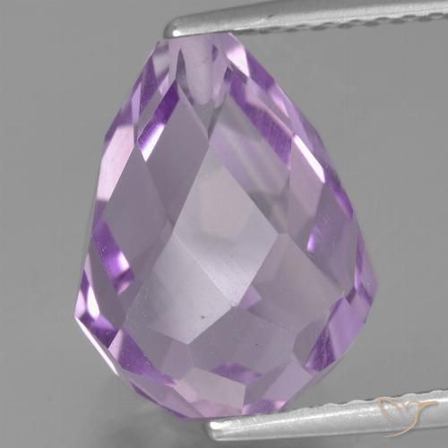 6.36ct Natural Violeta iris rosáceo Amatista, Corte Briolette, VS