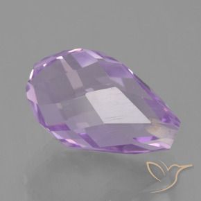Amatista Violeta medio natural de 5.70 ct, Corte Briolette, VS