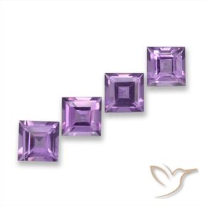 Gemas de Amatista Rosado-violeta medio natural de 3.74 ct, Cuadrado, VVS-VS