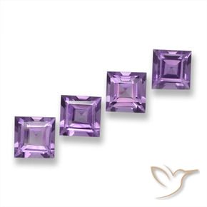 Gemas de Amatista Rosado-violeta medio natural de 3.94 ct, Cuadrado, VVS-VS