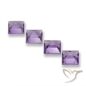 Gemas de Amatista Rosado-violeta medio natural de 3.94 ct, Cuadrado, VVS-VS
