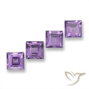 Gemas de Amatista Rosado-violeta medio natural de 4.07 ct, Cuadrado, VVS-VS