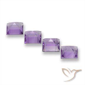 Gemas de Amatista Rosado-violeta medio natural de 4.07 ct, Cuadrado, VVS-VS