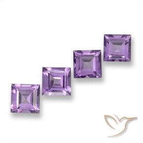 Gemas de Amatista Rosado-violeta medio natural de 3.77 ct, Cuadrado, VVS-VS