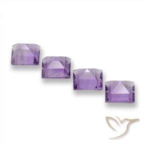 Gemas de Amatista Rosado-violeta medio natural de 3.77 ct, Cuadrado, VVS-VS