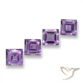 Gemas de Amatista Rosado-violeta medio natural de 3.87 ct, Cuadrado, VVS-VS