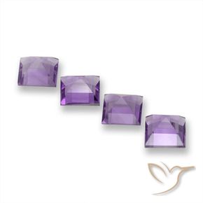 Gemas de Amatista Rosado-violeta medio natural de 3.87 ct, Cuadrado, VVS-VS