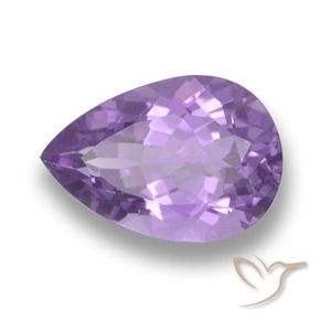 Amatista Violeta medio natural de 5.41 ct, En forma de pera, VVS