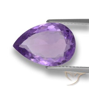 Amatista Violeta medio natural de 4.81 ct, En forma de pera, VVS-VS