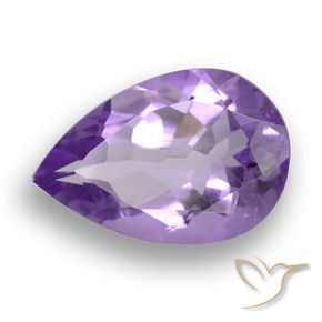 Amatista Violeta medio natural de 4.33 ct, En forma de pera, VVS