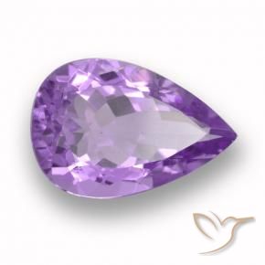 Amatista Violeta medio natural de 4.63 ct, En forma de pera, VVS-VS
