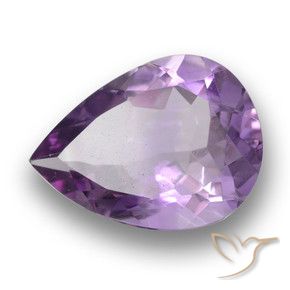 Amatista Violeta medio natural de 3.21 ct, En forma de pera, VS