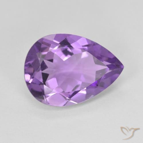 Amatista Violeta púrpura medio natural de 4.58 ct, En forma de pera, VVS