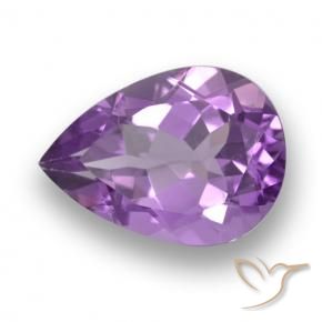 Amatista Violeta oscuro medio natural de 4.64 ct, En forma de pera, VVS