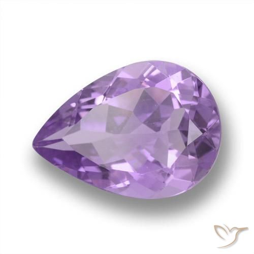 Amatista Violeta medio natural de 4.18 ct, En forma de pera, VVS