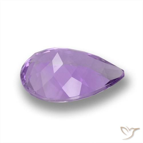 Amatista Violeta medio natural de 4.18 ct, En forma de pera, VVS