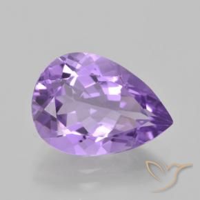 Amatista Violeta medio natural de 4.48 ct, En forma de pera, VVS