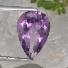 Amatista Violeta medio natural de 4.56 ct, En forma de pera, VVS