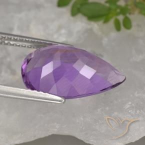 Amatista Violeta medio natural de 4.56 ct, En forma de pera, VVS