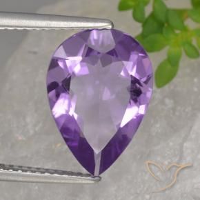 Amatista Violeta medio natural de 3.81 ct, En forma de pera, VVS-VS