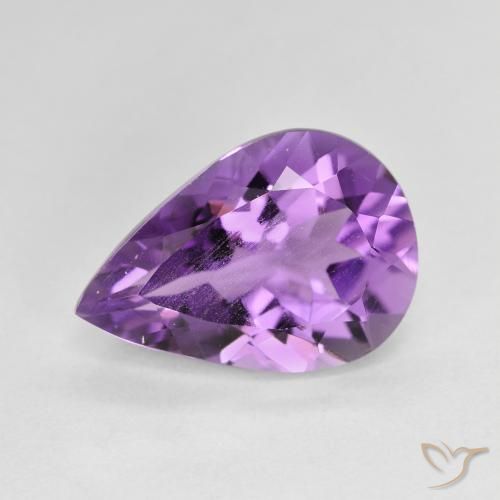 Amatista Violeta medio natural de 4.22 ct, En forma de pera, VVS-VS