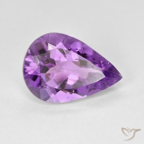 Amatista Violeta medio natural de 4.22 ct, En forma de pera, VVS-VS