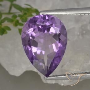Amatista Violeta medio natural de 4.62 ct, En forma de pera, VVS