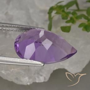Amatista Violeta medio natural de 4.62 ct, En forma de pera, VVS