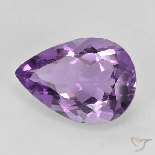 Amatista Violeta medio natural de 4.09 ct, En forma de pera, VVS-VS
