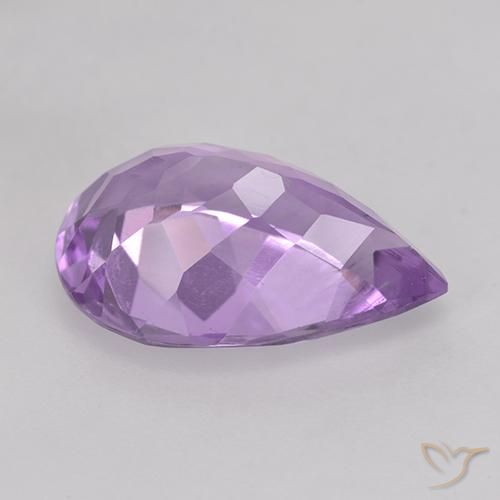Amatista Violeta medio natural de 4.09 ct, En forma de pera, VVS-VS