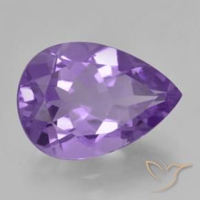 Amatista Violeta medio natural de 4.39 ct, En forma de pera, VVS