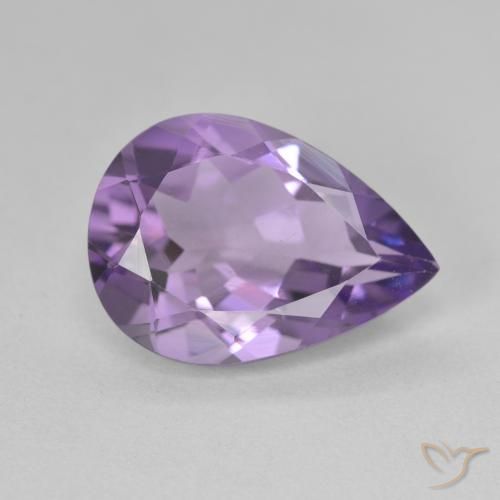 Amatista Violeta medio natural de 4.48 ct, En forma de pera, VVS