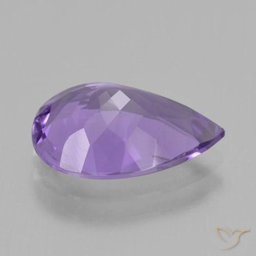 Amatista Violeta medio natural de 3.57 ct, En forma de pera, VS