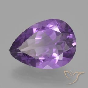 Amatista Violeta vívido natural de 4.59 ct, En forma de pera, VVS