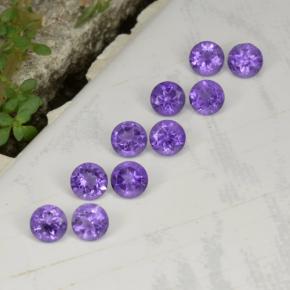 Gemas de Amatista Violeta natural de 1.55 ct, Corte Redondo, VS