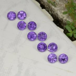 Gemas de Amatista Violeta natural de 1.55 ct, Corte Redondo, VS