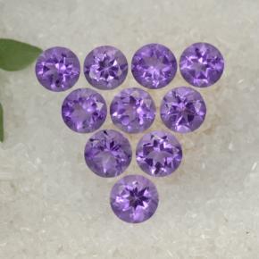 Gemas de Amatista Violeta natural de 1.67 ct, Corte Redondo, VS