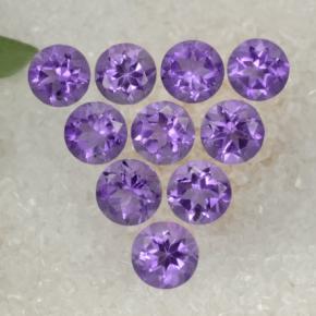 Gemas de Amatista Violeta natural de 1.67 ct, Corte Redondo, VS