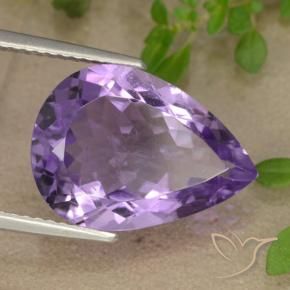 Amatista Violeta medio natural de 6.41 ct, En forma de pera, VS