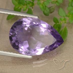 Amatista Violeta púrpura claro medio natural de 5.04 ct, En forma de pera, VS