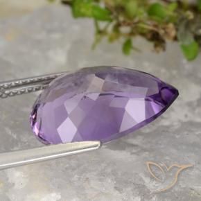 Amatista Violeta púrpura claro medio natural de 7.48 ct, En forma de pera, VVS-VS