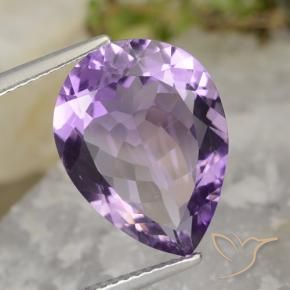 Amatista Violeta púrpura claro medio natural de 6.94 ct, En forma de pera, VVS-VS
