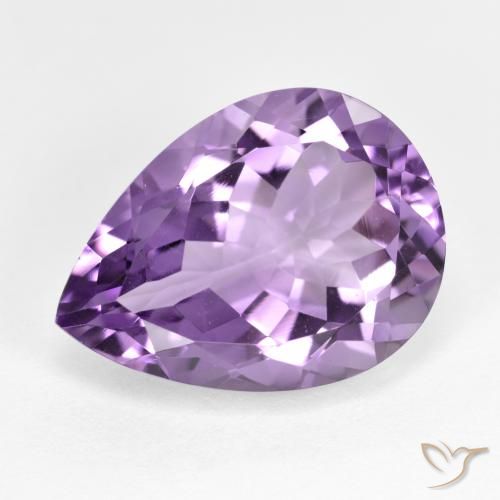 Amatista Violeta púrpura claro medio natural de 7.32 ct, En forma de pera, VVS-VS