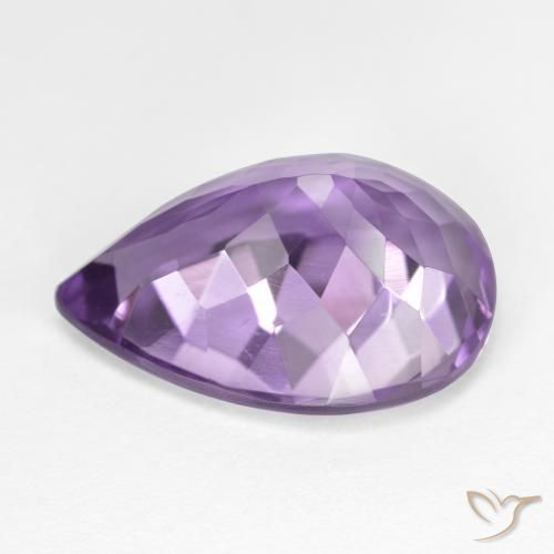 Amatista Violeta púrpura claro medio natural de 7.32 ct, En forma de pera, VVS-VS