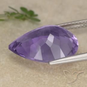 Amatista Violeta oscuro natural de 6.32 ct, En forma de pera, VS