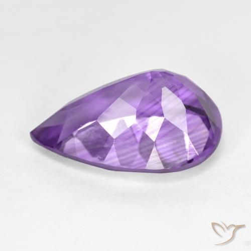 Amatista Violeta medio natural de 5.25 ct, En forma de pera, VS